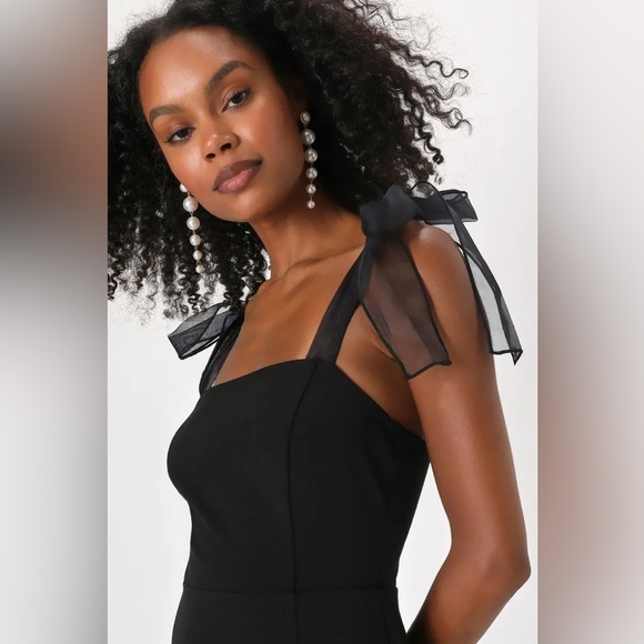 NWT Lulu’s Beloved Elegance Black Tie-Strap Mermaid Maxi Dress Size Small - Picture 5 of 13